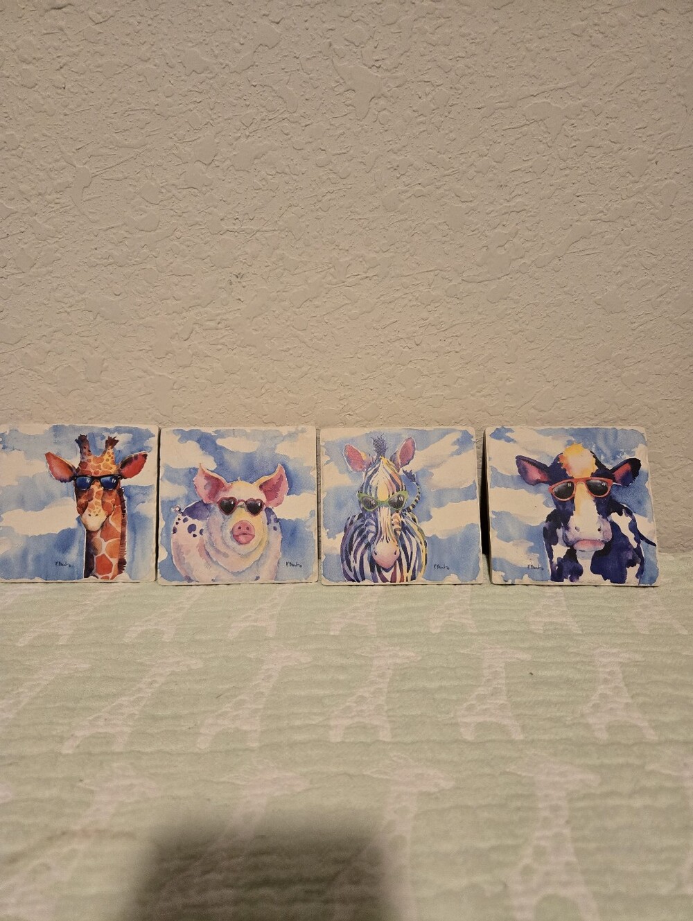 Set Of 4 Fancy Farm Coasters Watercolor Paintings By Paul Brent.
